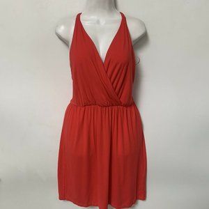 Cynthia Rowley Women Dress Size Small Strappy V Neck Mini Pullover Orange Casual
